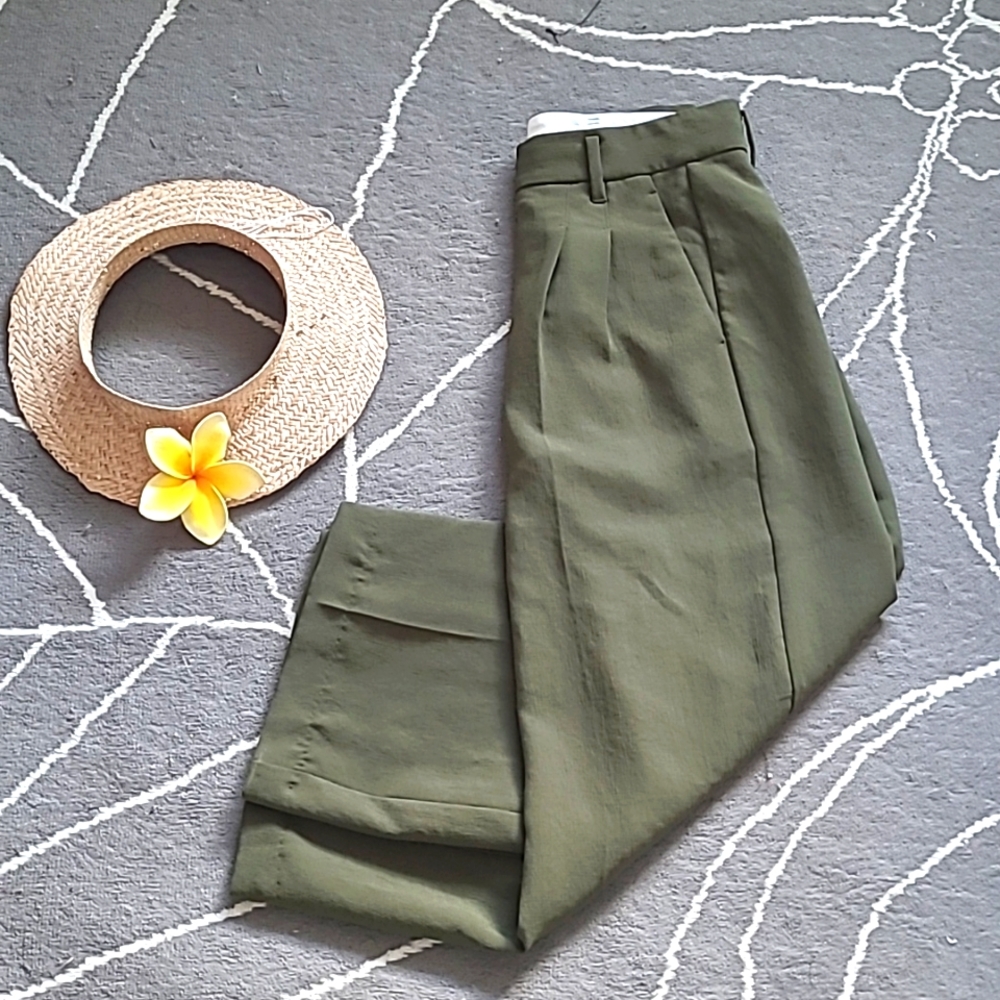 Aritzia Wilfred Effortless Olive Wide Leg Pants